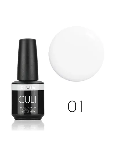 Ekstremalnie biały lakier hybrydowy  do French CULT 15 ml #01 - Intensywna biel, perfekcyjny manicure