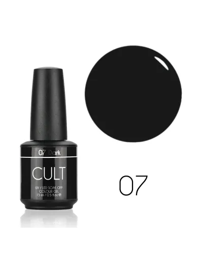 Szaro-Czarny Lakier Hybrydowy CULT Dark 15 ml #07 – Elegancka trwałość i idealny kolor na Twoje paznokcie