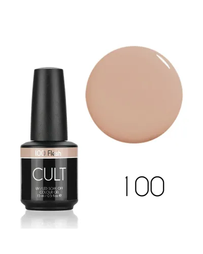 Delikatny Naturalny Pastelowy Nude Lakier Hybrydowy Flesh 100 CULT Colour Gel 15 ml - Subtelna Elegancja i Perfekcja Stylizacji