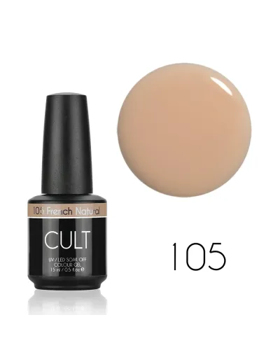 CULT French Natural 105 - Półprzezroczysty Lakier Hybrydowy do Manicure Francuskiego UV/LED 15 ml - Elegancja i Naturalność