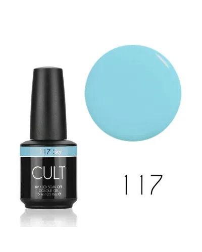 Delikatnie Błękitny Lakier Hybrydowy CULT Colour Gel 15 ml - Sky 117