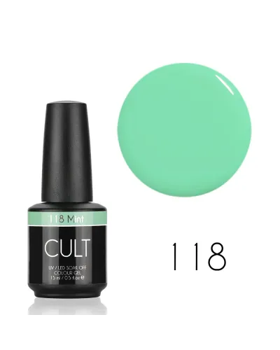 Delikatny Miętowy Tiffany Lakier Hybrydowy CULT Colour Gel 15 ml - Mint 118