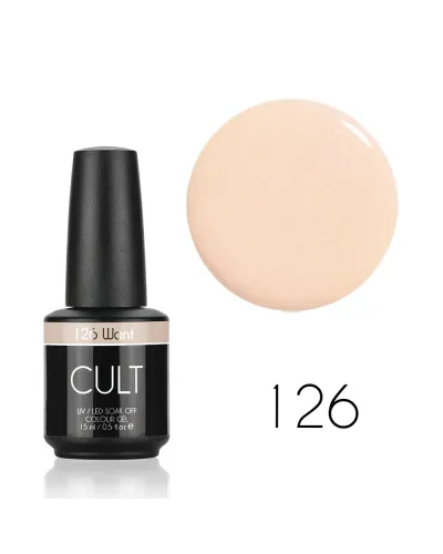 Delikatny Beżowy Pastelowy Nude Brokatowy Lakier Hybrydowy CULT Colour Gel 15 ml - Want 126