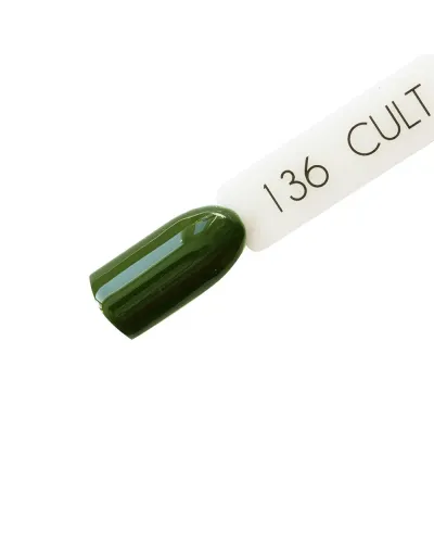 Zielony Lakier Hybrydowy CULT Colour Gel 15 ml - Mossowy Zielony Khaki 136