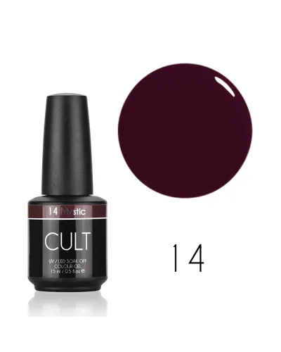 Ciemno Fioletowy Lakier Hybrydowy CULT 15 ml Mystic 14 – Klasa i Tajemnica w Każdym Detalu