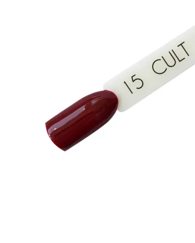 Ciemno Czerwony Lakier Hybrydowy CULT 15 ml Effect 15 – Wyrazista Elegancja dla Perfekcyjnego Manicure