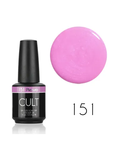 Różowy Brokatowy Lakier Hybrydowy CULT Colour Gel 15 ml - Plezuro 151