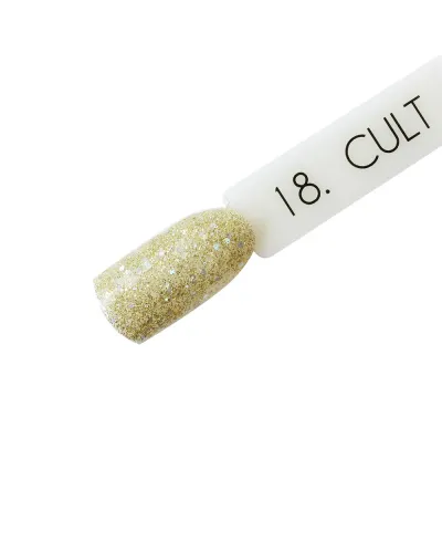 Srebro Złoto Brokat Lakier Hybrydowy CULT 15 ml Golden Luster 18 – Blask Elegancji dla Twojego Manicure