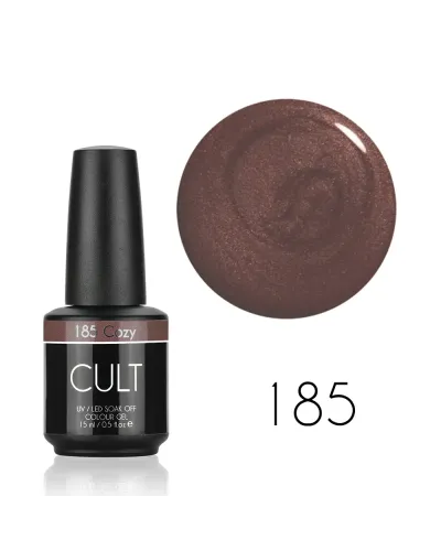 Brązowo Fioletowy Brokatowy Lakier Hybrydowy CULT Colour Gel 15 ml - Cosy 185