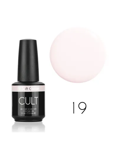 Delikatny Różowy Kremowy Pastelowy Nude Kremowy Lakier Hybrydowy CULT 15 ml Soft Cream 19 – Subtelna Elegancja i Trwałość