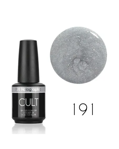Holograficzne Srebro Brokat Lakier Hybrydowy CULT Colour Gel 15 ml - Holographic 191