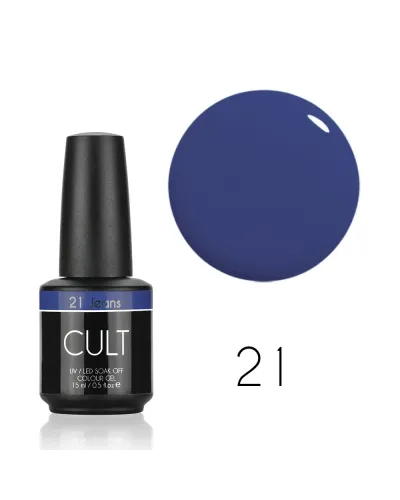 Niebieski Lakier Hybrydowy CULT 15 ml Jeans 21 – Stylowy i Trwały