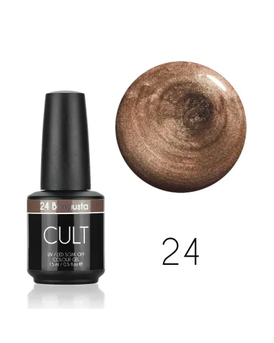 Brązowy Brokatowy Lakier Hybrydowy CULT 15 ml Bongusta 24 – Wyjątkowa Elegancja w Kolorze
