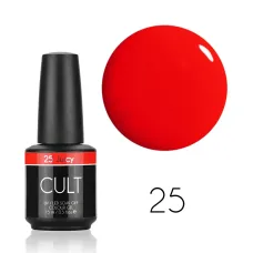 CULT Lakier Hybrydowy Jasno Czerwony Fluorescencyjny, Świecący 15 ml Juicy 25