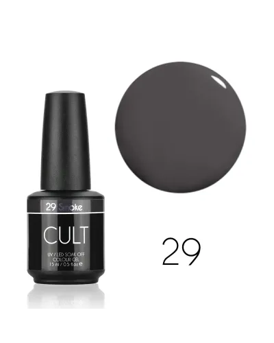 Szary Lakier Hybrydowy CULT 15 ml Smoke 29 – Wyrafinowany Minimalizm