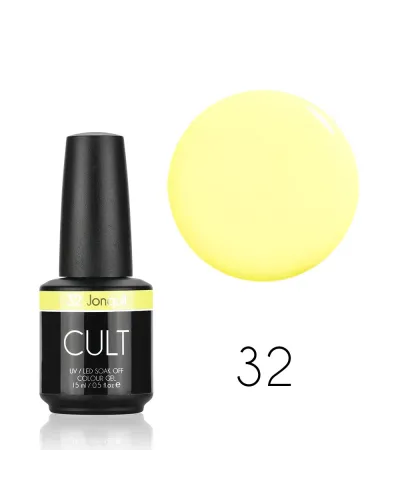 Delikatny Żółty Pastelowy Nude Lakier Hybrydowy CULT 15 ml Jonquil 32 – Subtelna Elegancja i Perfekcyjny Manicure