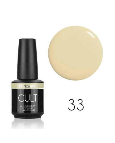 Delikatny Beżowy Cielisty Pastelowy Nude Lakier Hybrydowy CULT 15 ml Neutral 33 – Klasyka i Uniwersalność