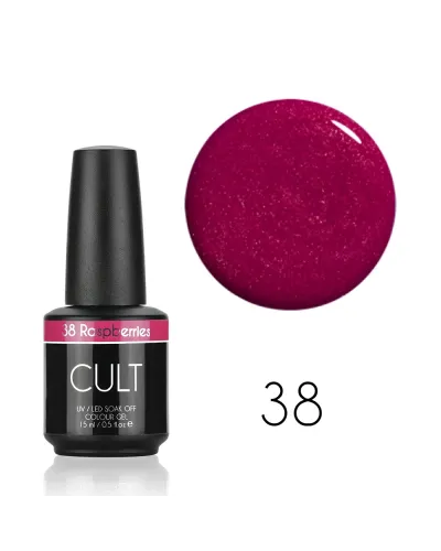 Czerwony Wiśniowo-Jagodowy Brokat Lakier Hybrydowy CULT 15 ml Raspberries 38