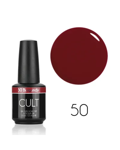CULT Głęboki Czerwony Bordowy Lakier Hybrydowy 15 ml UV/LED Burgundy 50