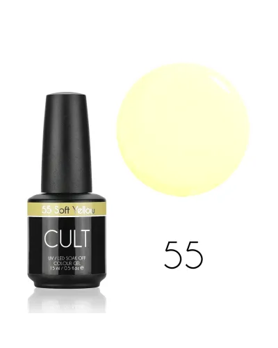 CULT Lakier Hybrydowy Delikatny Żółty Pastelowy Nude 15 ml UV/LED  Soft Yellow 55