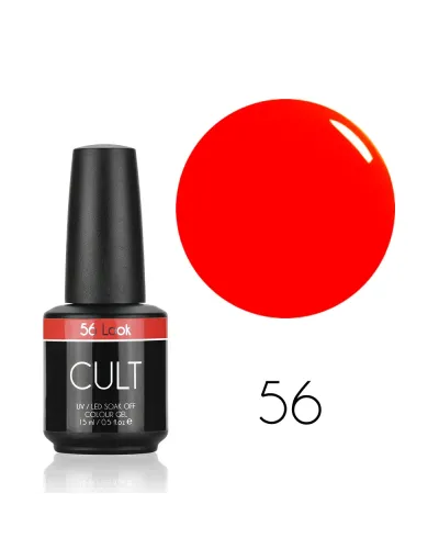 CULT Fluorescencyjny, Świecący Jaskrawy Czerwony Lakier Hybrydowy 15 ml UV/LED  Look 56