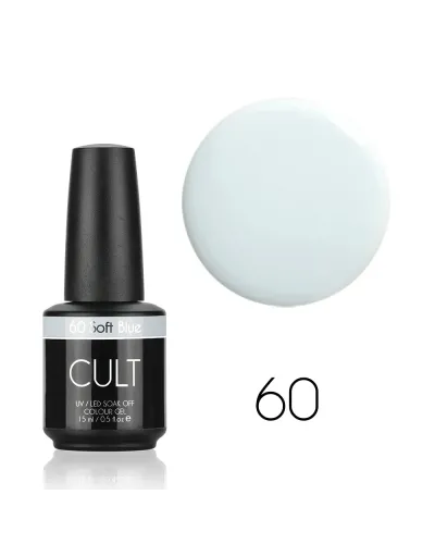 CULT Lakier Hybrydowy Delikatny Błękitny Pastelowy Nude 15 ml UV/LED Soft Blue 60
