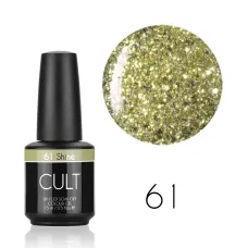 CULT Lakier Hybrydowy Złoty Brokatowy 15 ml Shine 61