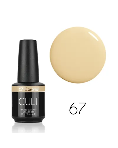 CULT Lakier Hybrydowy Delikatny Beżowy Cielisty Pastelowy Nude 15 ml UV/LED Caramel 67