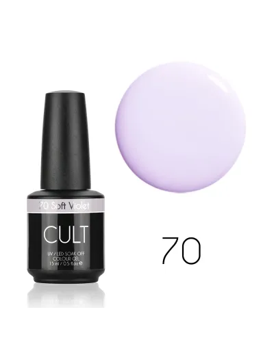 CULT Lakier Hybrydowy Delikatny Liliowy Pastelowy Nude 15 ml UV/LED Soft Violet 70