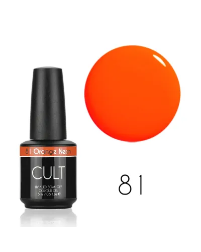 CULT Pomarańczowy Fluorescencyjny, Świecący Neonowy Lakier Hybrydowy 15 ml UV/LED Orange Neon 81