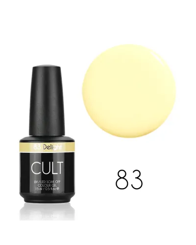 CULT Lakier Hybrydowy Delikatny Żółty Pastelowy Nude 15 ml UV/LED Delight 83