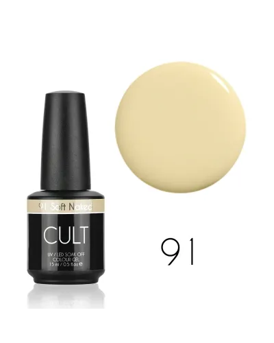 CULT Lakier Hybrydowy Delikatny Beżowy Cielisty Pastelowy Nude 15 ml UV/LED Soft Naked 91