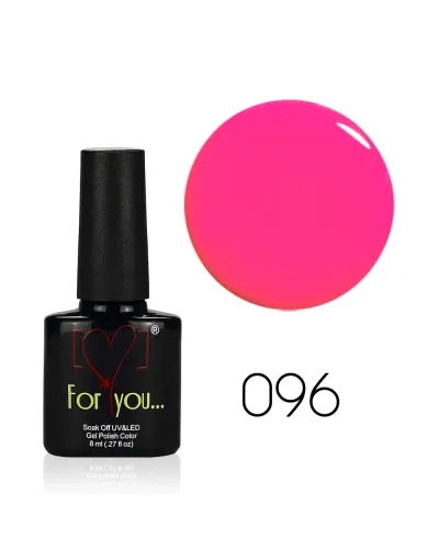 Fluorescencyjny, Świecący Jasno Różowy Lakier Hybrydowy FOR YOU nr 96 – Elegancja i Trwałość w Każdym Detalu
