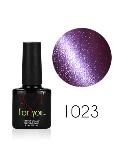 Fioletowy „Kocie Oko” Lakier Hybrydowy FOR YOU 8 ml nr 1023 – Szykowny i Trwały Manicure