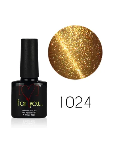 Brązowy „Kocie Oko” Lakier Hybrydowy FOR YOU 8 ml nr 1024 – Szykowny i Trwały Manicure