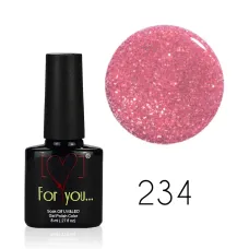 FOR YOU Lakier Hybrydowy Różowy Brokatowy 8 ml nr 234