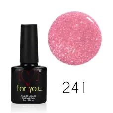 FOR YOU Lakier Hybrydowy Różowy Brokatowy 8 ml nr 241