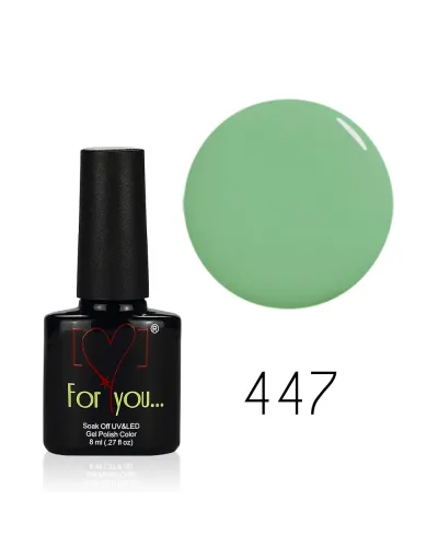 Turkusowy Lakier Hybrydowy FOR YOU 8 ml nr 447 – Idealny Wybór dla Najbardziej Trwałego Manicure