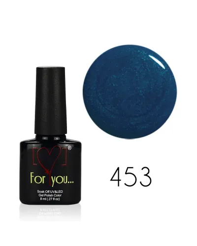 Granatowy Niebieski Brokatowy Lakier Hybrydowy FOR YOU 8 ml nr 453 – Najlepszy Wybór dla Wyrafinowanego Manicure