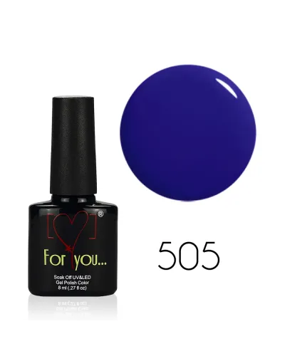 Niebieski Lakier Hybrydowy FOR YOU 8 ml nr 505 – Szykowny i Trwały Wybór dla Twojego Manicure