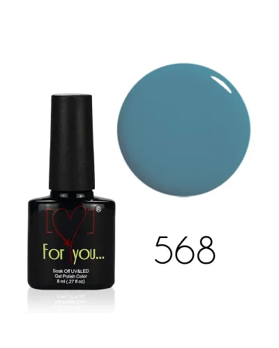 Błękitny Ciemny Lakier Hybrydowy FOR YOU 8 ml nr 568 – Elegancja i Trwałość w Najlepszym Wydaniu