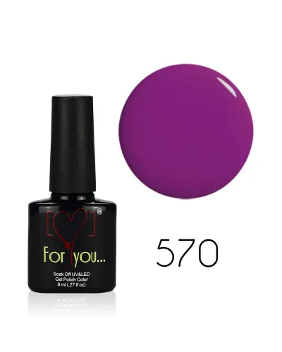 Lawendowy Lakier Hybrydowy FOR YOU 8 ml nr 570 – Wyrafinowany Odcień i Trwałość dla Twojego Manicure