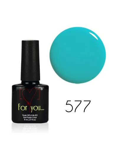 Błękitny Lakier Hybrydowy FOR YOU 8 ml nr 577 – Wyrafinowany Odcień na Każdą Okazję