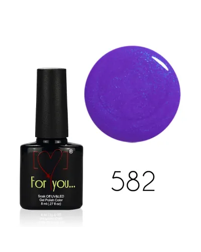 Jasno Fioletowy Brokatowy Lakier Hybrydowy FOR YOU 8 ml nr 582 – Szykowny Manicure z Blaskiem