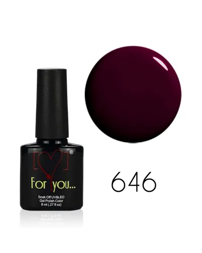 Fioletowy Śliwkowy Lakier Hybrydowy FOR YOU 8 ml nr 646 – Elegancja i Perfekcja w Jednym Produkcie