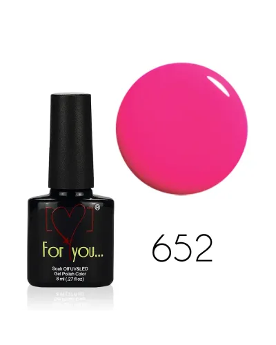 Różowy Lakier Hybrydowy FOR YOU 8 ml nr 652 – Szykowny Wyraz Najwyższej Jakości