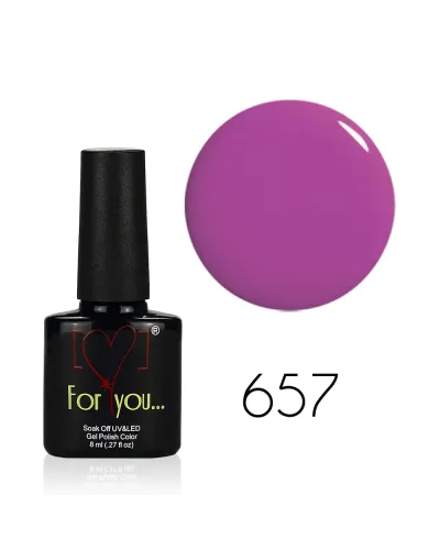 Różowy Liliowy Lakier Hybrydowy FOR YOU 8 ml nr 657 – Szykowny Wybór Profesjonalistów