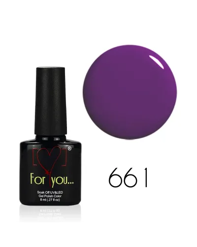 Ciemno Fioletowy Lakier Hybrydowy FOR YOU 8 ml nr 661 – Szykowny i Trwały Wybór Profesjonalistów