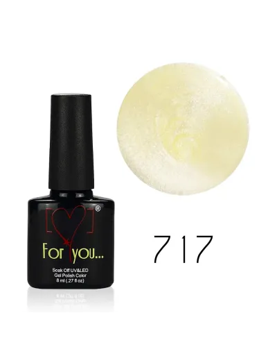 Biały Brokatowy Lakier Hybrydowy FOR YOU 8 ml nr 717 – Wyrafinowany wybór profesjonalistów