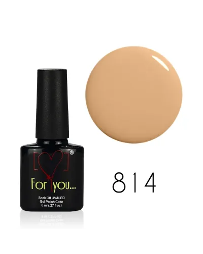 Delikatny Beżowy Cielisty Pastelowy Nude Lakier Hybrydowy FOR YOU 8 ml nr 814 – Najwyższa Jakość i Trwałość Manicure